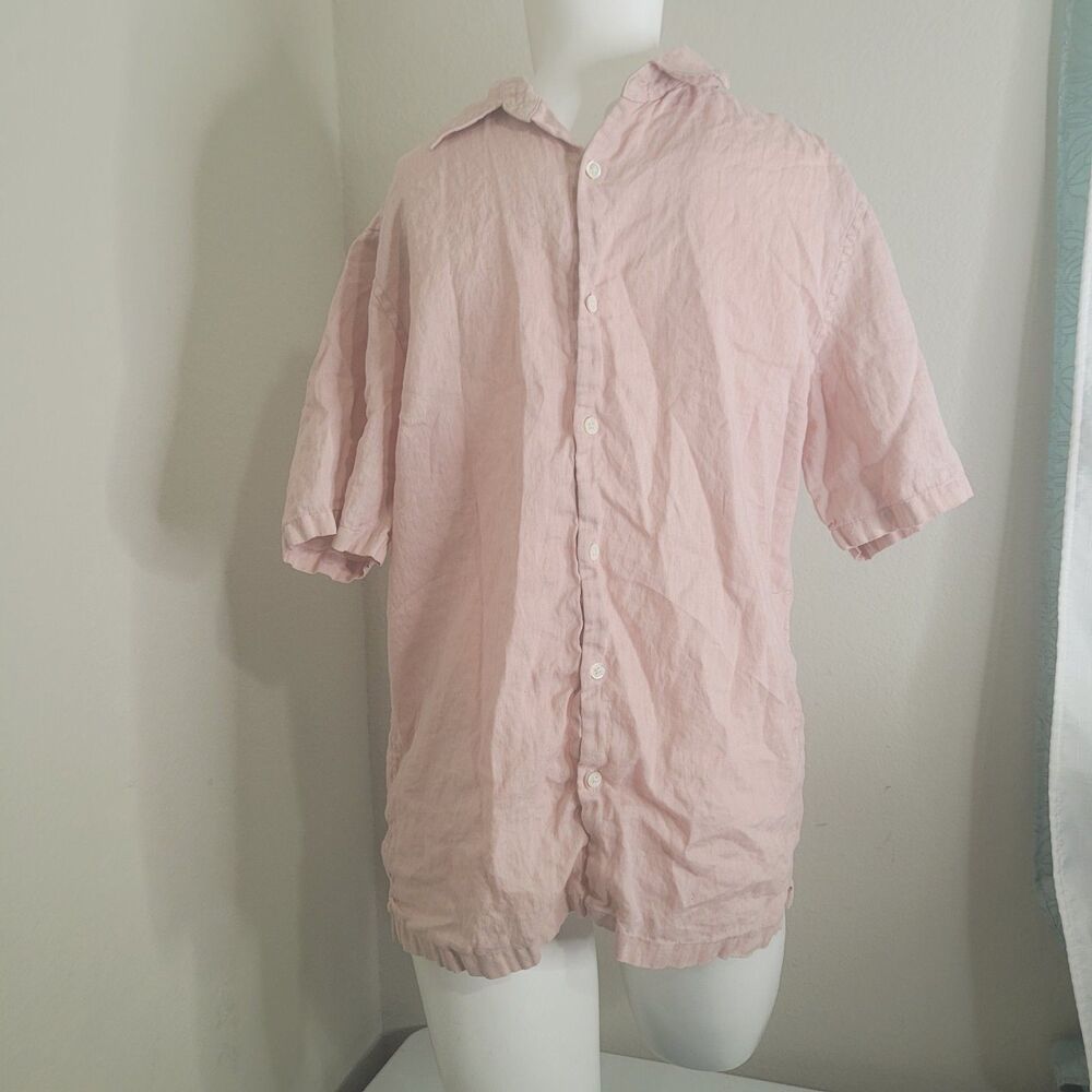 Theory Small button front linen shirt polo lightweight short sleeve dress